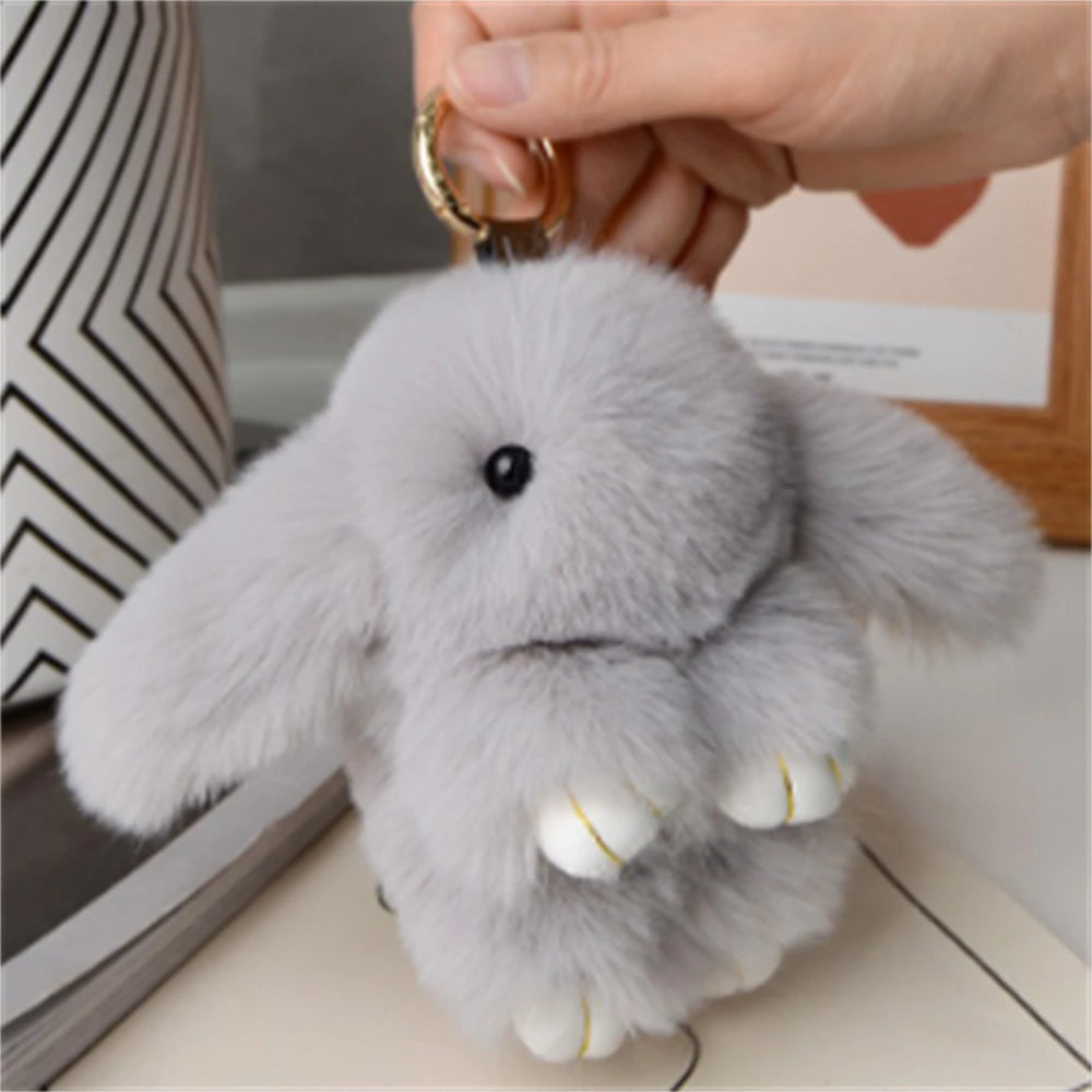 15cm Fluffy Faux Rabbit Fur Keychain, PomPom Charms Gifts for Key & Bags for Women, Cute Bag Car Keys Pendant Decor, Gift