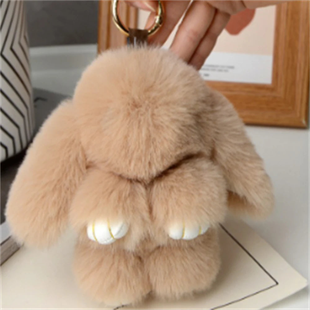 15cm Fluffy Faux Rabbit Fur Keychain, PomPom Charms Gifts for Key & Bags for Women, Cute Bag Car Keys Pendant Decor, Gift