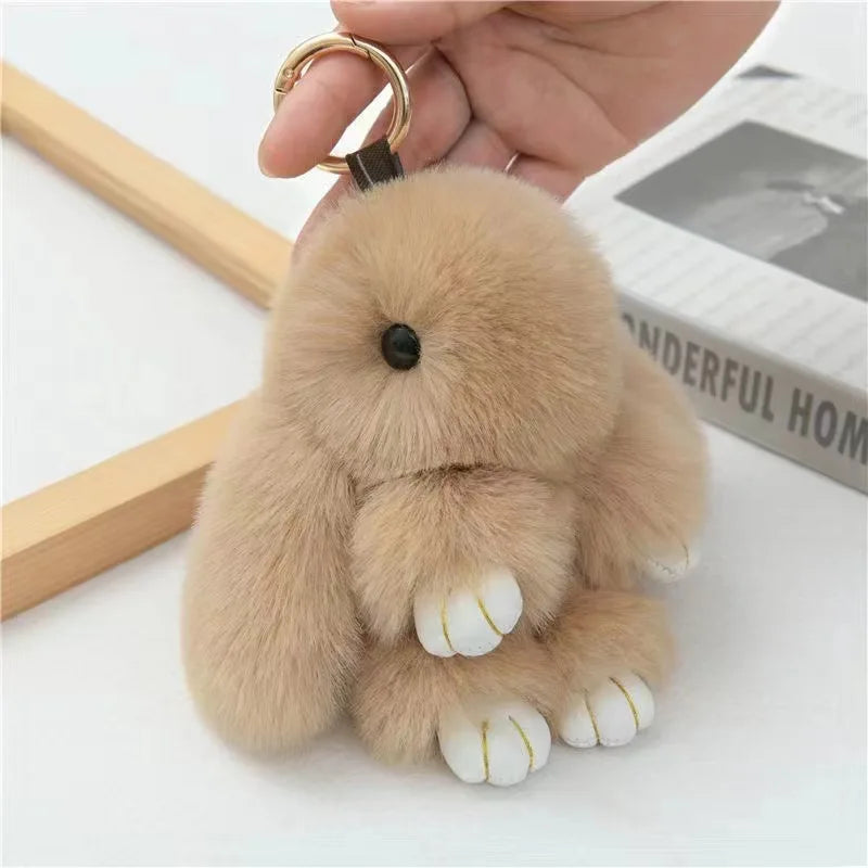 15cm Fluffy Faux Rabbit Fur Keychain, PomPom Charms Gifts for Key & Bags for Women, Cute Bag Car Keys Pendant Decor, Gift