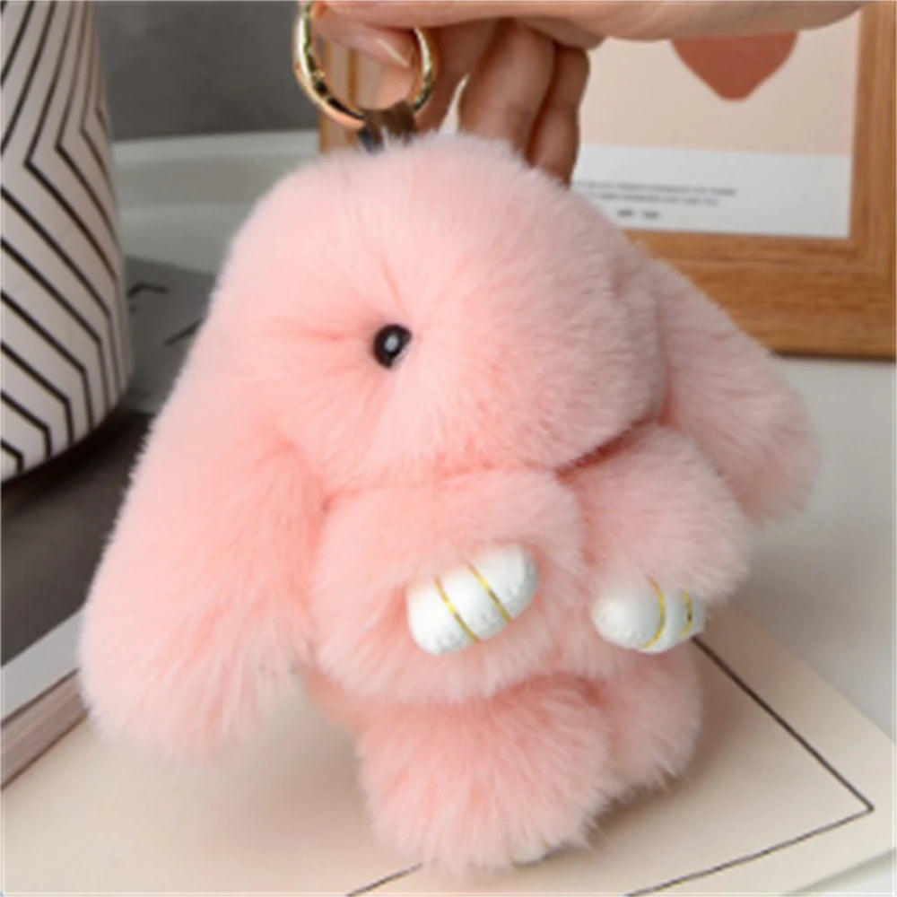 15cm Fluffy Faux Rabbit Fur Keychain, PomPom Charms Gifts for Key & Bags for Women, Cute Bag Car Keys Pendant Decor, Gift