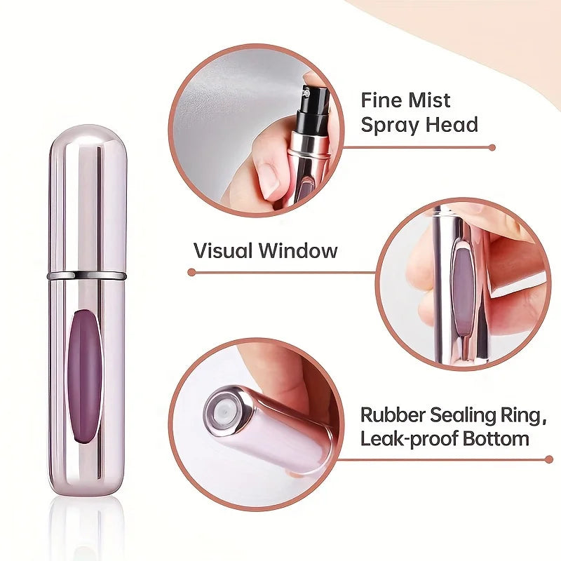 5 Pieces 5 ml Mini Refillable Perfume Sprayer Aluminum Perfume Bottle Portable Perfume Spray Bottle Travel Perfume Mini Bottle