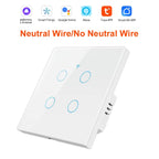 1 2 3 4 Gang WiFi RF 433mhz Touch Wall Light Smart Wireless with Switch Button 220V with no Neutral EU Tuya Alexa Google