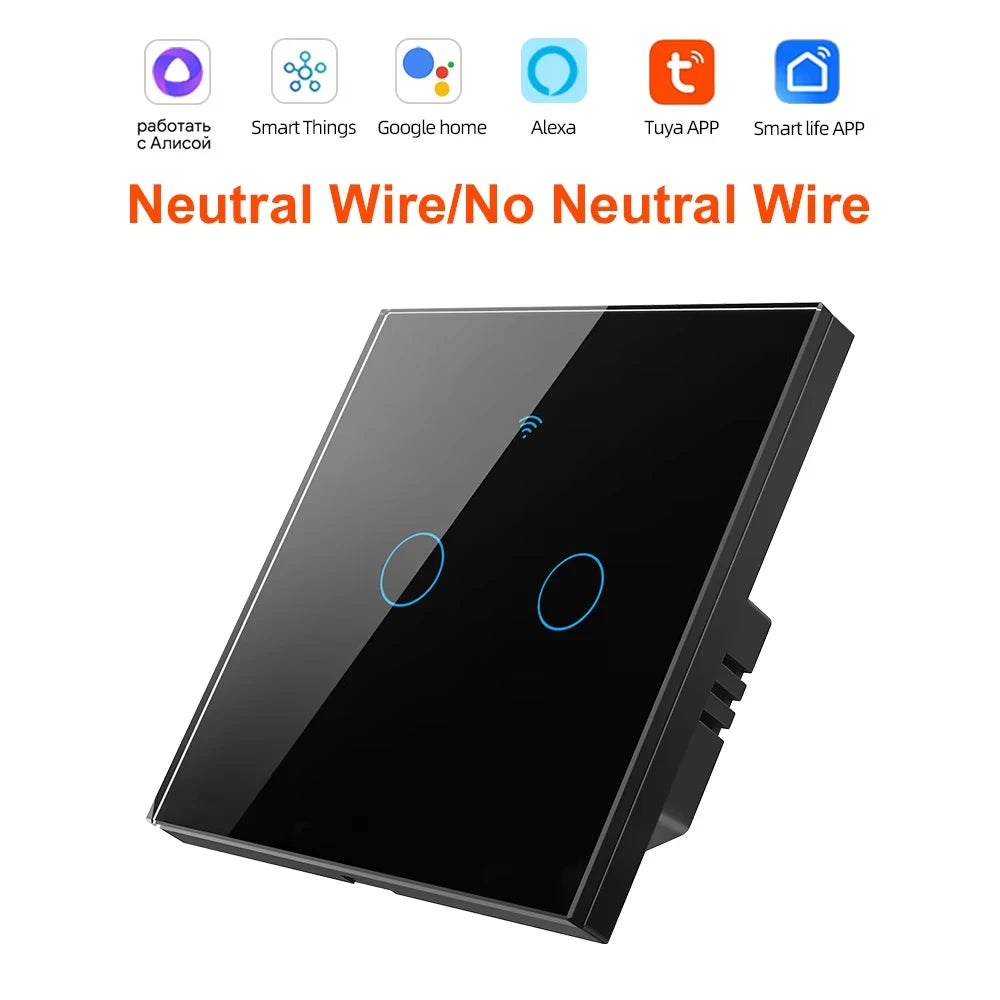 1 2 3 4 Gang WiFi RF 433mhz Touch Wall Light Smart Wireless with Switch Button 220V with no Neutral EU Tuya Alexa Google