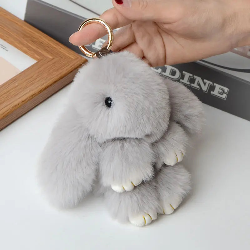 15cm Fluffy Faux Rabbit Fur Keychain, PomPom Charms Gifts for Key & Bags for Women, Cute Bag Car Keys Pendant Decor, Gift