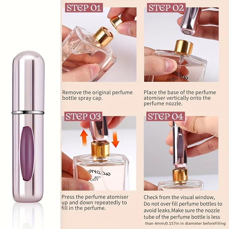 5 Pieces 5 ml Mini Refillable Perfume Sprayer Aluminum Perfume Bottle Portable Perfume Spray Bottle Travel Perfume Mini Bottle