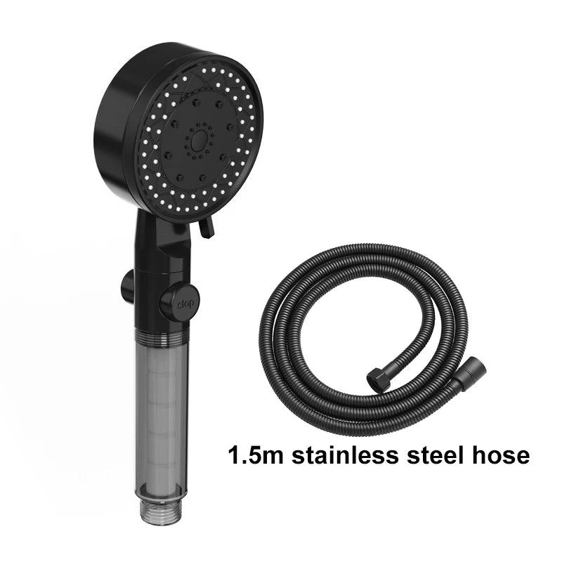 10 Spray Filtered Shower Head High-Pressure Handheld Water Saving Showerhead Fall Resistance Black White Bathroom Shower Nozzle