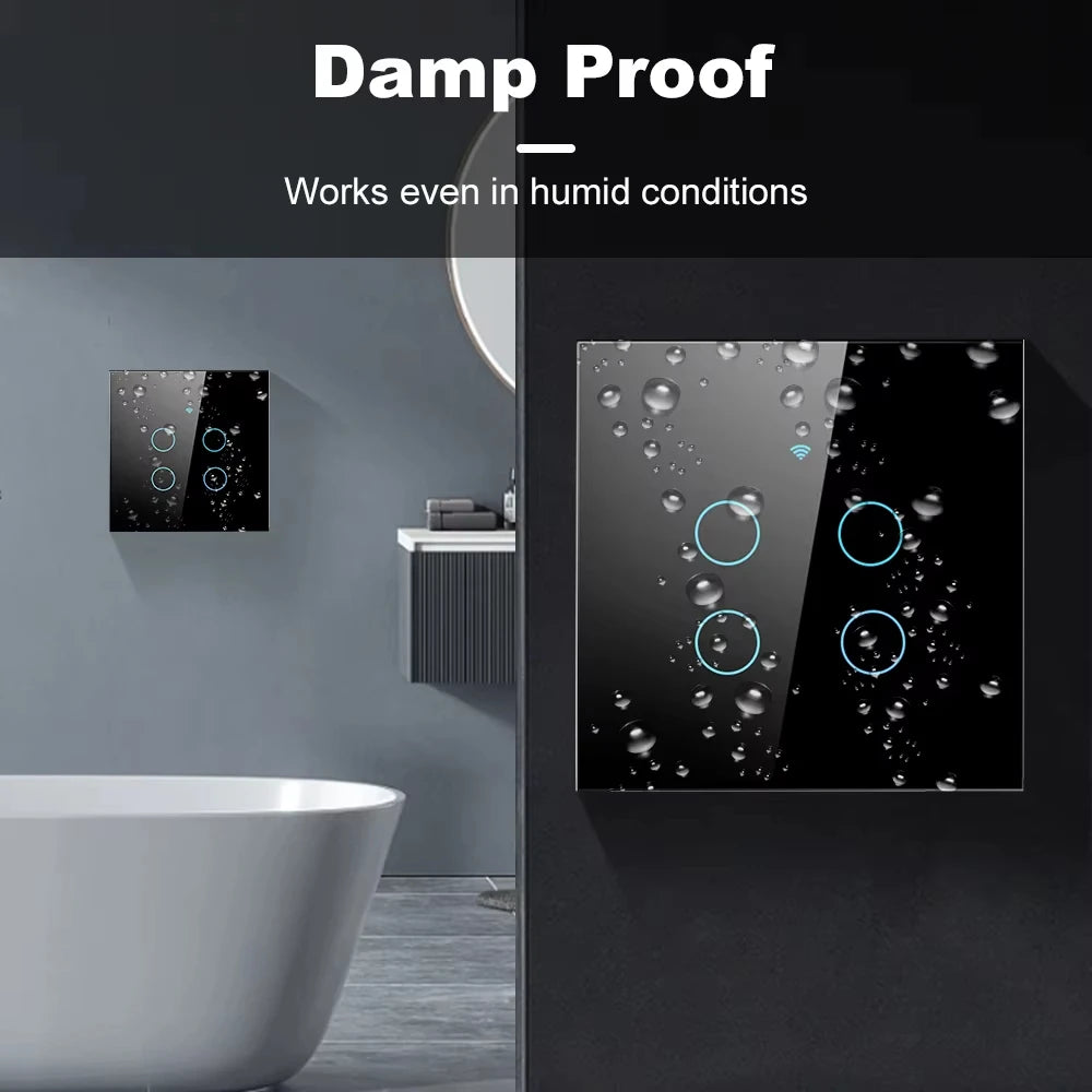 1 2 3 4 Gang WiFi RF 433mhz Touch Wall Light Smart Wireless with Switch Button 220V with no Neutral EU Tuya Alexa Google