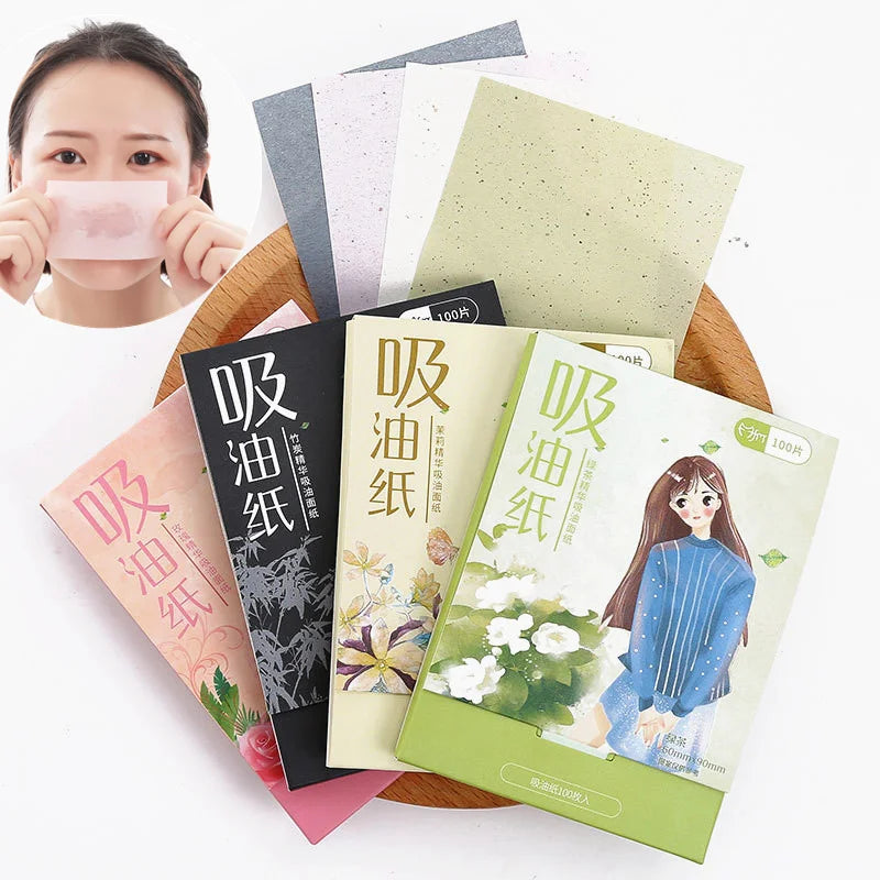 2025 Hot Protable Facial Absorbent Paper Oil Control Wipes Green Tea Bamboo Charcoal Sheet Oily Face Blotting Matting Tissue