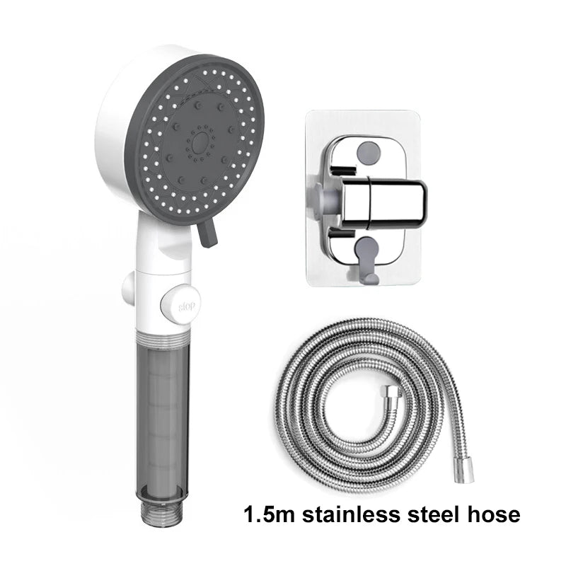 10 Spray Filtered Shower Head High-Pressure Handheld Water Saving Showerhead Fall Resistance Black White Bathroom Shower Nozzle