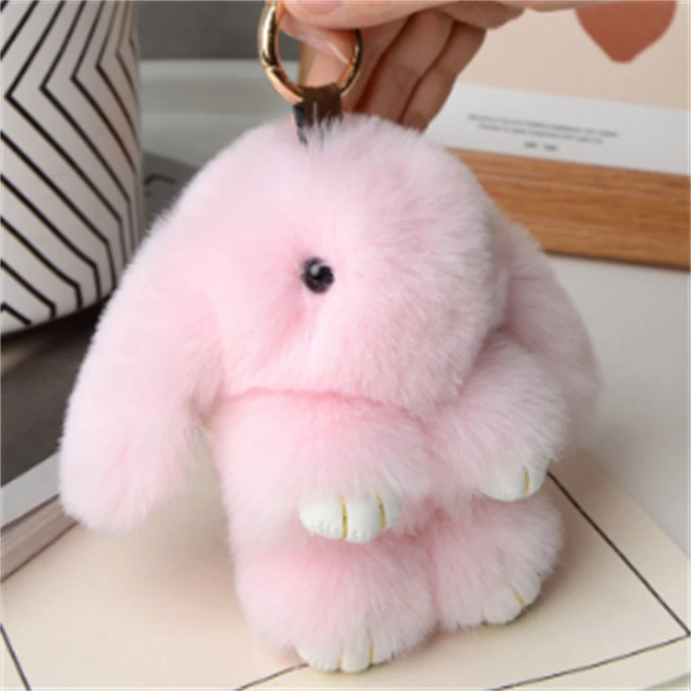 15cm Fluffy Faux Rabbit Fur Keychain, PomPom Charms Gifts for Key & Bags for Women, Cute Bag Car Keys Pendant Decor, Gift