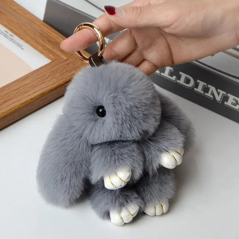 15cm Fluffy Faux Rabbit Fur Keychain, PomPom Charms Gifts for Key & Bags for Women, Cute Bag Car Keys Pendant Decor, Gift