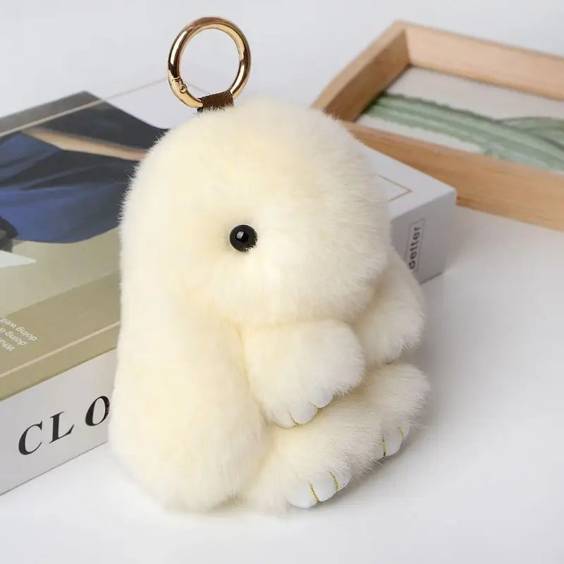 15cm Fluffy Faux Rabbit Fur Keychain, PomPom Charms Gifts for Key & Bags for Women, Cute Bag Car Keys Pendant Decor, Gift